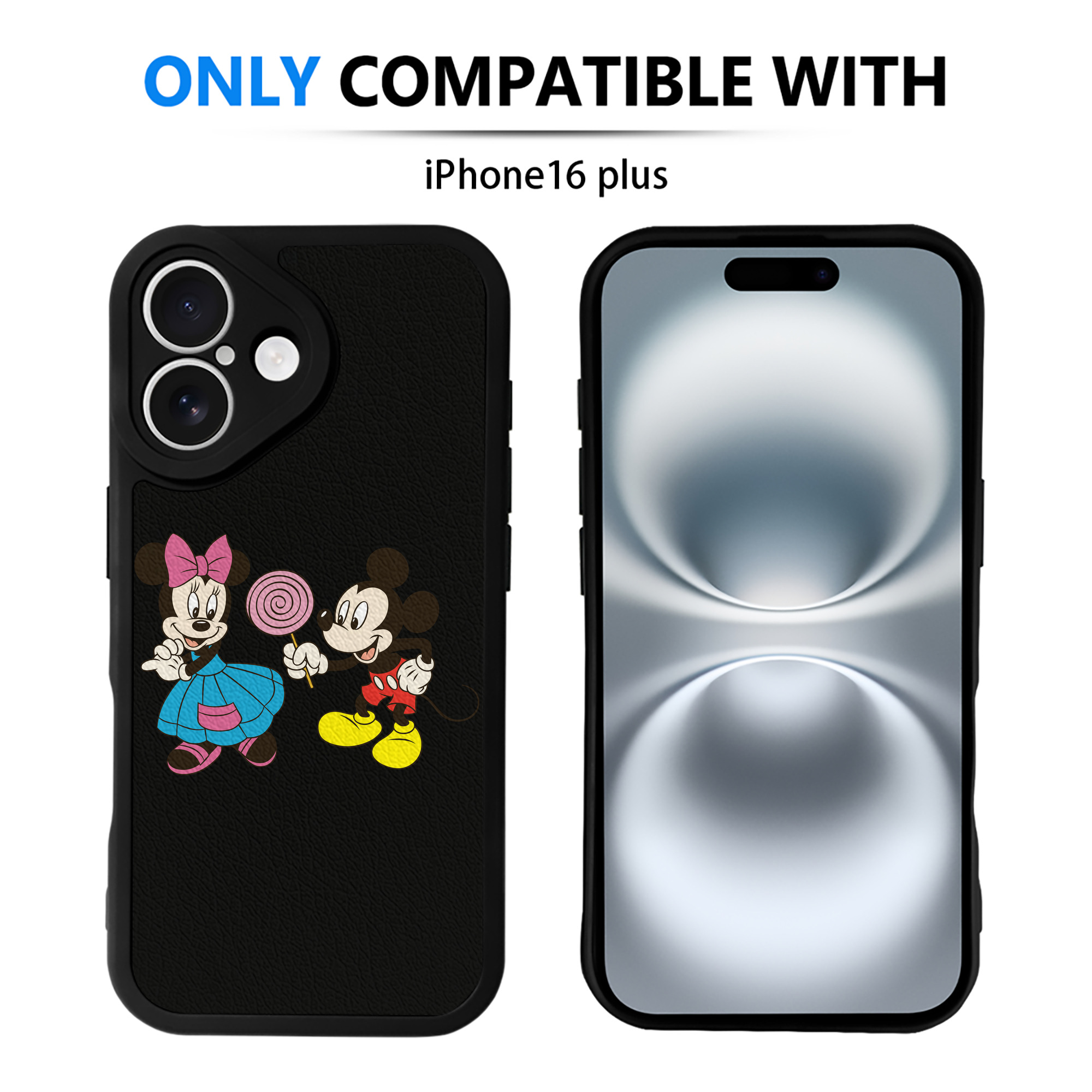 （画像用） ミッキーマウス Mickey Mouse 【iPhone 16シリーズ対応】シリコンスマホケース（レザー調） 材質：シリコン